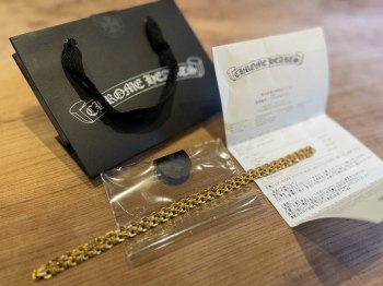 Chrome Hearts 22K Paper Chain 18-Inch Necklace - Authentic Item with Invoice in Excellent Condition